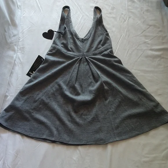Gray Wool Blend Imperial Tank Mini Dress Sleeveless V-Neck Pockets Size Medium - Picture 16 of 16